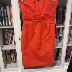 J. Crew Strapless Dress in Vibrant Orange